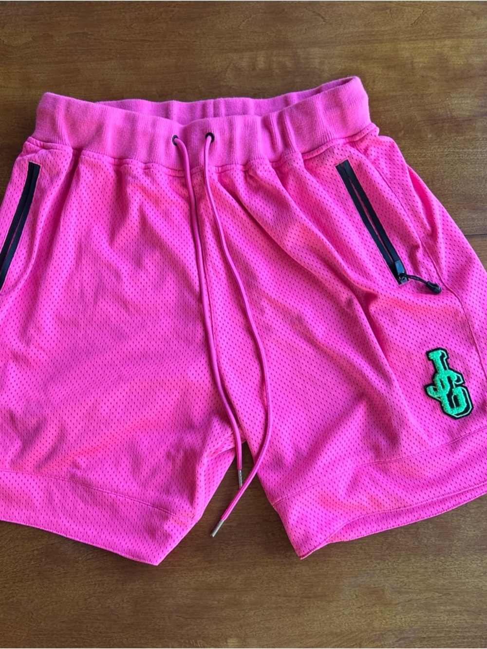 Men's Neon Pink Mesh Athletic Shorts with Drawstring